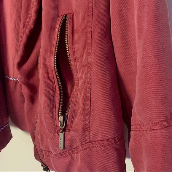 Max Jeans Valley of Fire Tencel Maroon Jacket Utility Streetwear Full Zip - Picture 3 of 9
